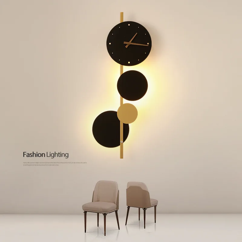 

Nordic Modern Art Clock Led Wall Lamp Bedroom Bedside Living Room Background Wall Lights Hotel Home Indoor Decor Luminaire