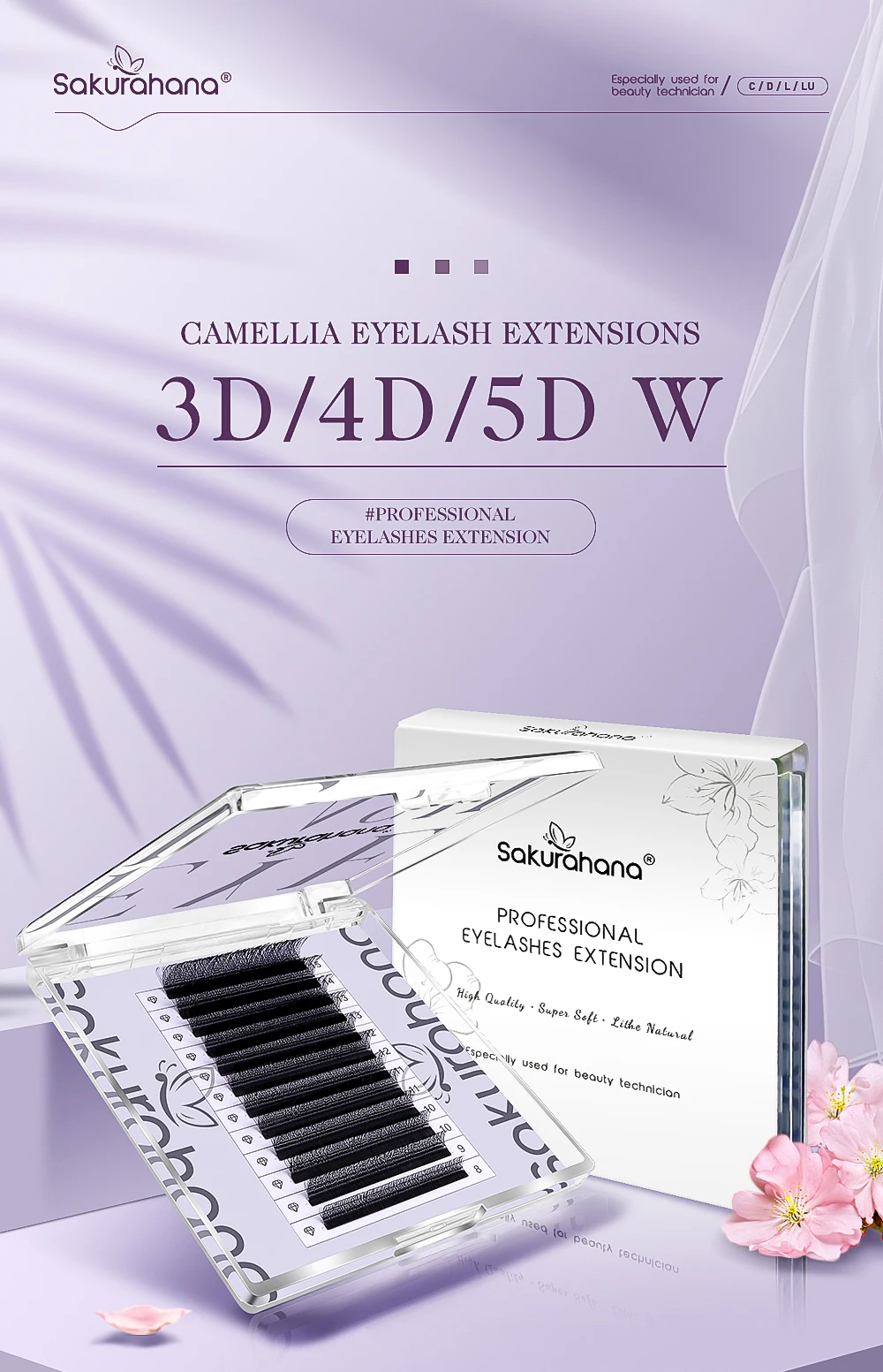 Sakurahana Camellia 3D 4D 5D W-förmige Volumen-Wimpernverlängerungen, natürliche, weiche, vorgefertigte Fächerwimpern, einzelne Wimpern – Detail 1