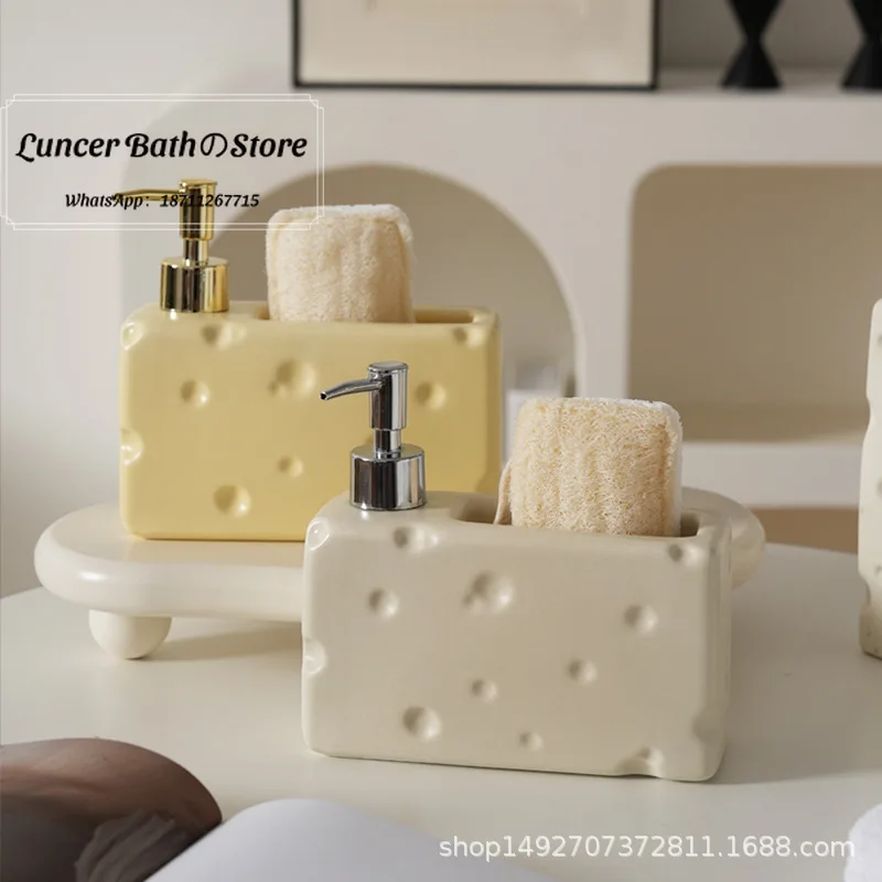 American Vintage Ceramic Soap Dispenser, Large Empty Pump Bottle for Bathroom, Kitchen, Shampoo, Body Wash, Hand Soap