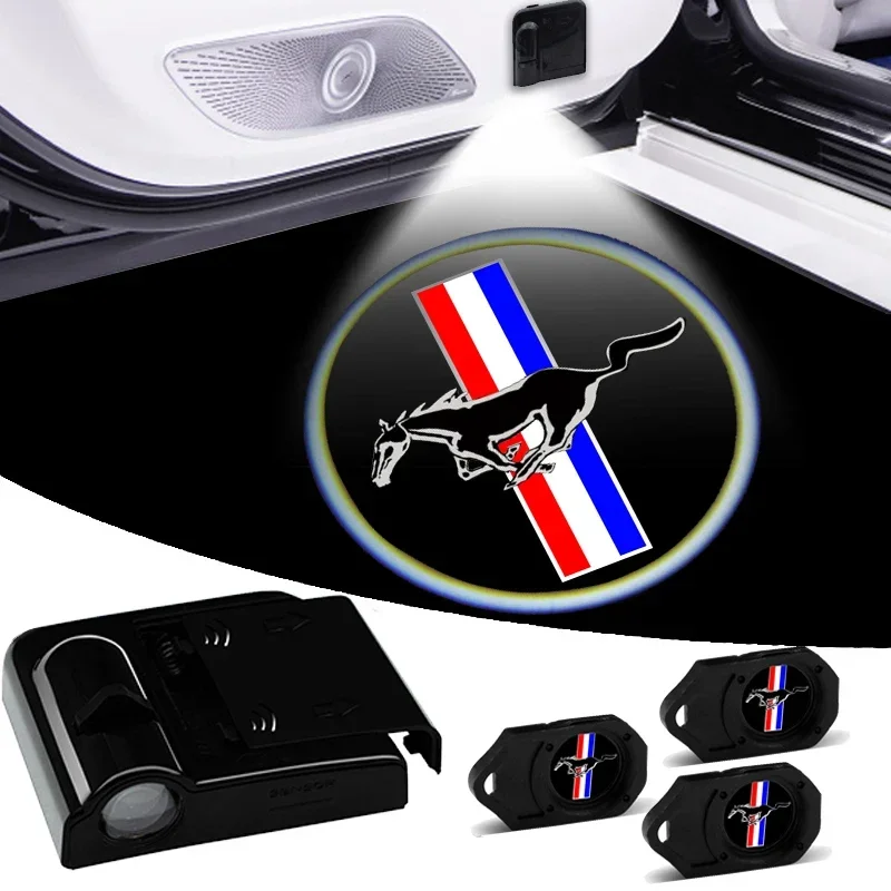 Car Door 3D Wireless Projector Lamp HD Welcome Lights Accessories For Ford Mustang Shelby GT 350 500 Cobra 2005 2009 2014 2015