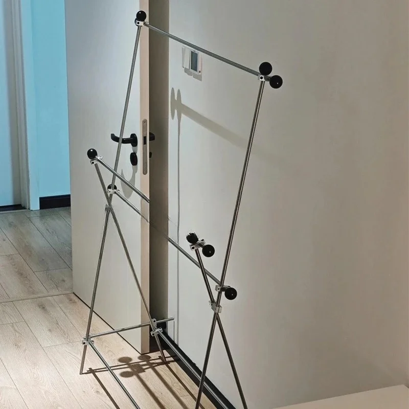 Black Ball Stainless Steel Coat Floor-To-Ceiling Hanger Bedroom Shoe Bag Storage Rack