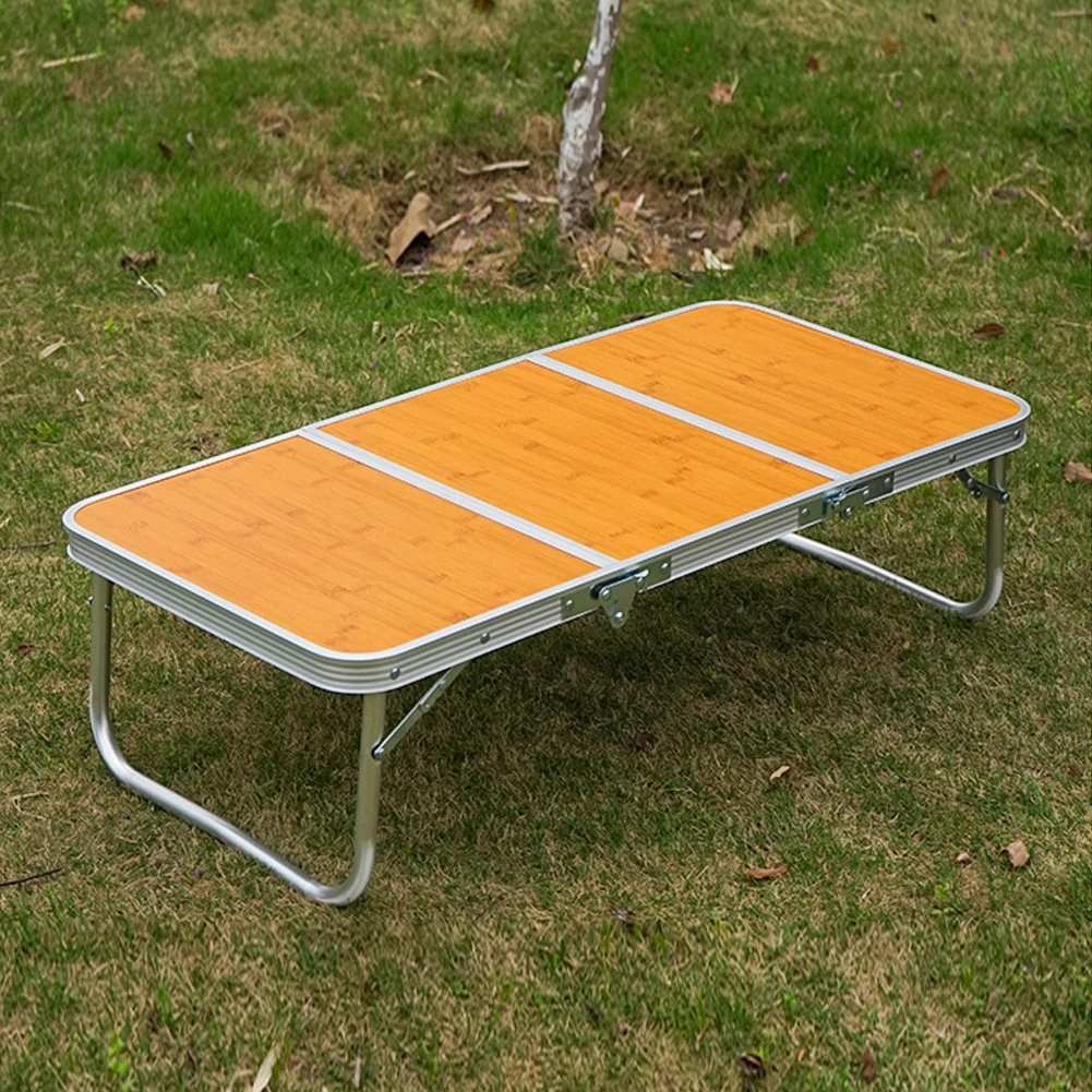 3-Fold Camping Picnic Table with Carry Bag Lightweight Foldable Table Aluminum Collapsible Camping Table for Outdoor Picnic BBQ