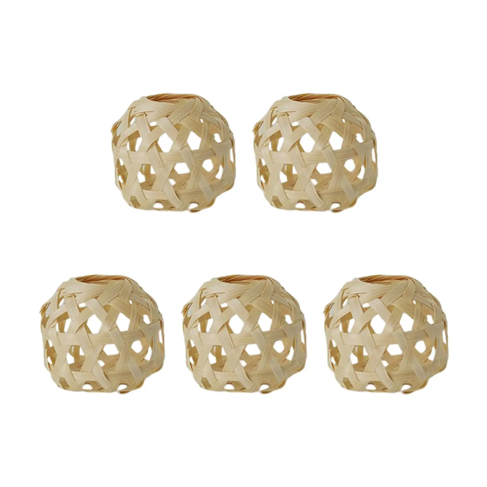 5pcs Handwoven Lampshade Light Cover Detachable Dustproof Rustic Chandelier