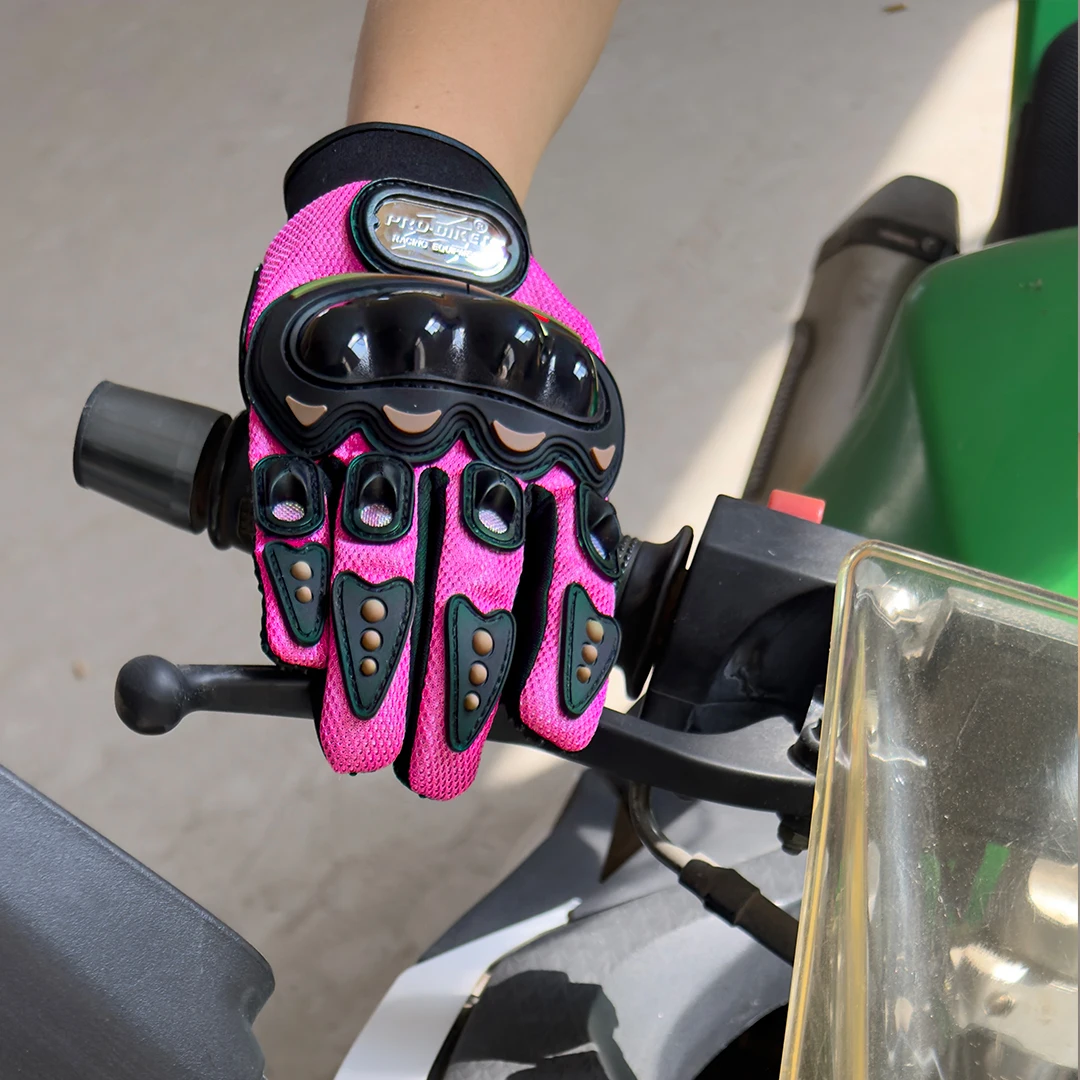 Electric bike riding gloves, spring and autumn outdoor riding women's pink gloves Cycling equipment