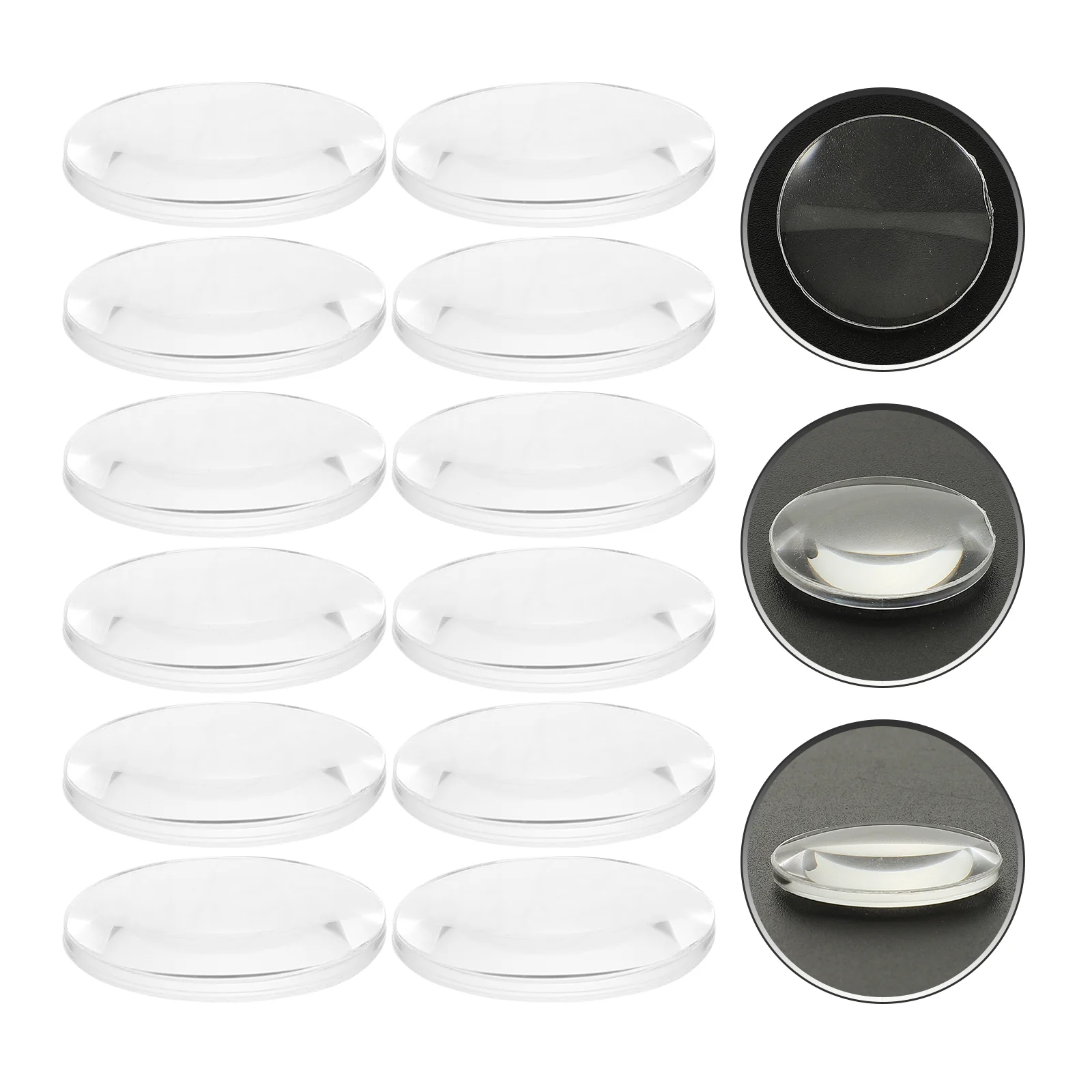 60 Pcs Biconvex Lens Clear Optical Transparent Magnifying Mirror Lenses Physics for Laboratory Teaching Kit Double Sided