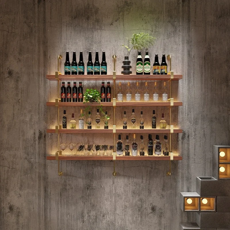 Shelves Outdoor Bar Cabinet Whiskey Luxury Drinks Display Room Liquor Wine Elegant Storage Vetrina Esposizione Bar Furniture