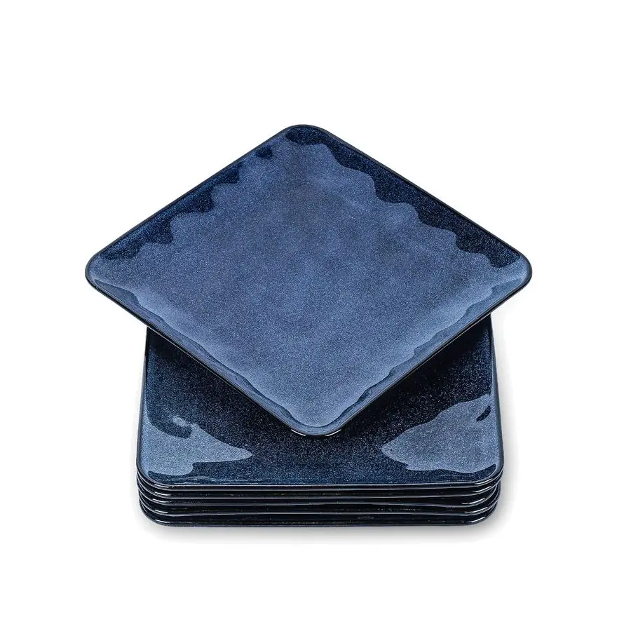 

Керамические квадратные тарелки Набор из 6 фарфоровых 8-дюймовых обеденных тарелок для салата, десерта, закусок, хлеба, микроволновой печи и посудомоечной машины Sa