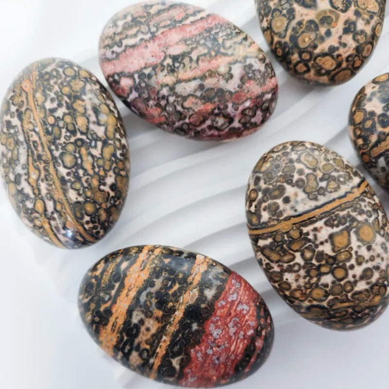 1pc Natural Leopard Skin Jasper Palm Stone, with Unique Pattern, Home or Office Decor, Perfect Gift for Valentine's Day, Easter