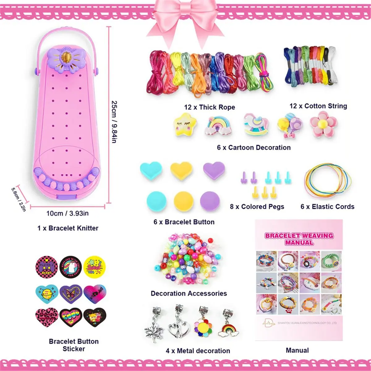 AA83 DIY Bracelet Making Kit for Girls - Children'S Jewelry Rope Weaving Set Toy Suitable for Ages 6-12 Gift