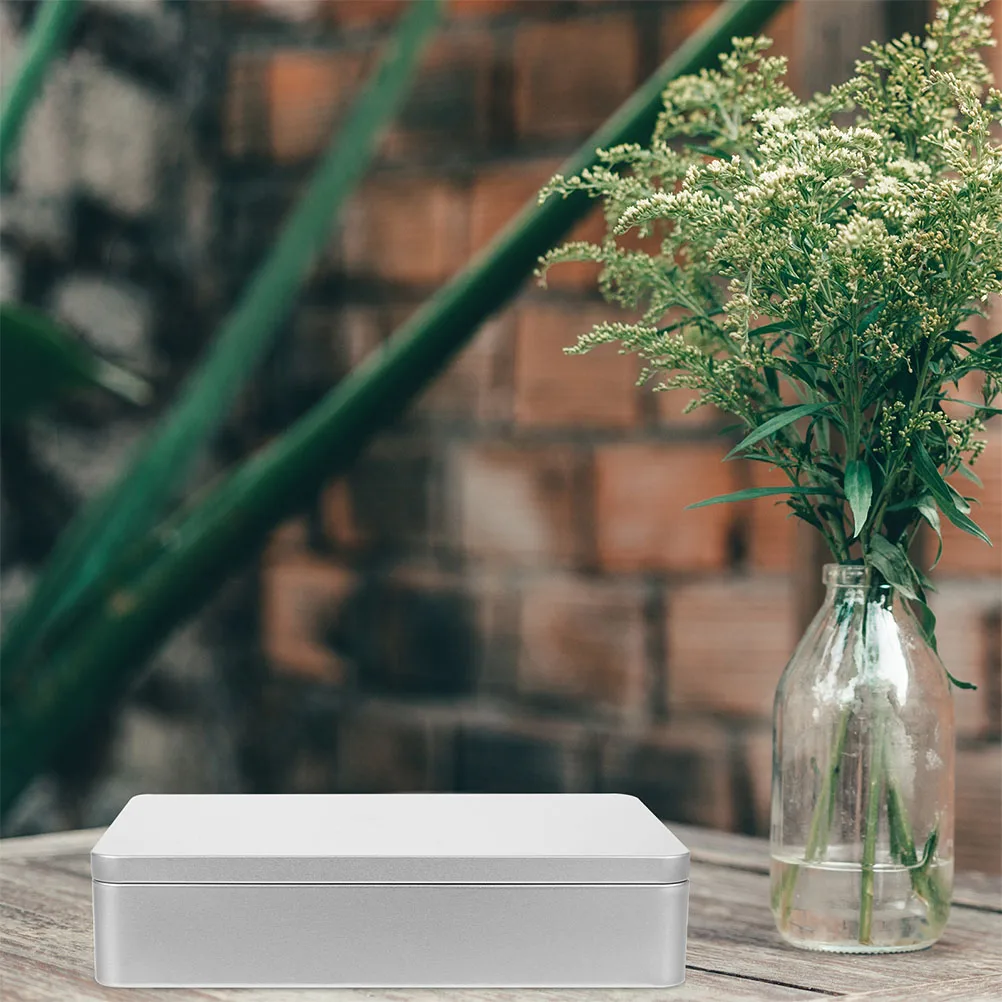 

4Pcs Metal Storage Holder Lightweight Non Deforming Tinplate Box with Lid for Small Items Organization Home Office Use