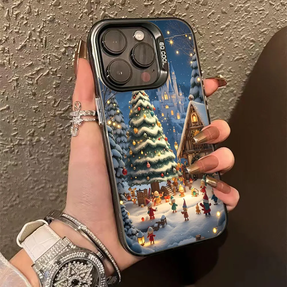Luxus Weihnachten Telefon Fall Für iPhone 17 Pro Max 13 11 16 14 12 Air 16promax 15promax 17promax Harte Matte IMD Funda Abdeckung Coque