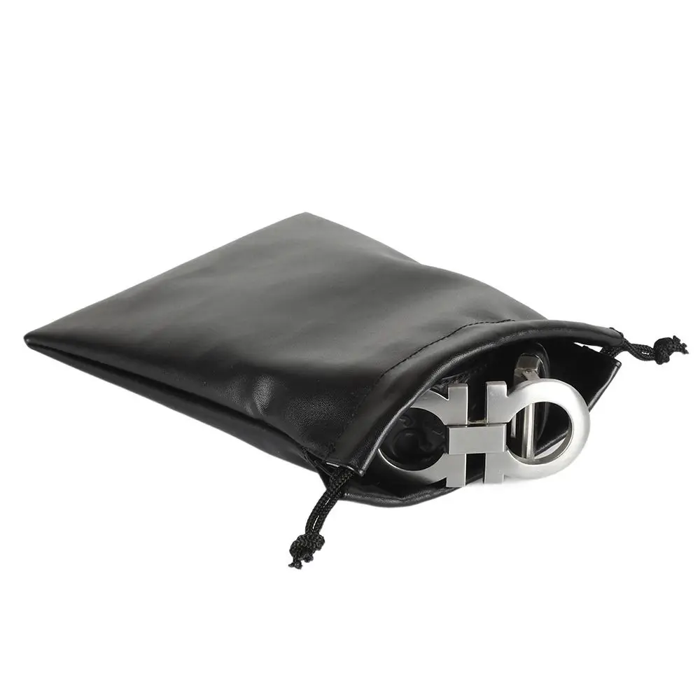 Multi-functional PU Leather Headphone Bags Draw String Bag Dust-proof Earphone Cable Pouch Black Drawstring Bag Makeup