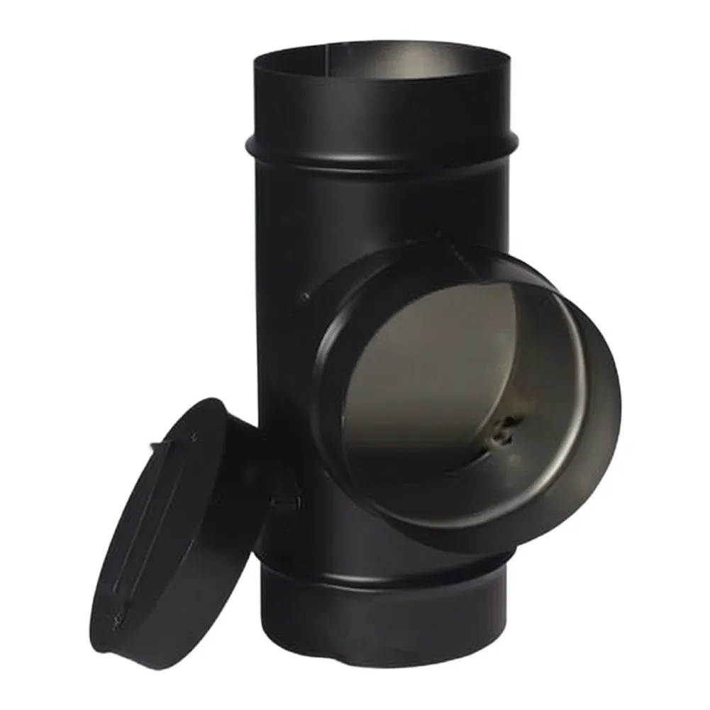 Black Stainless Steel 3-Way Chimney Kit for Wood Burning Fireplaces with Heat-Resistant Finish and Cap Block for Safe Venting