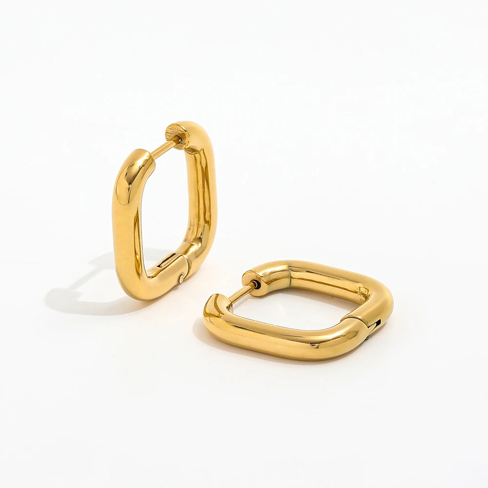 

Joolim Jewelry High Quality Waterproof & Tarnish Free Minimalist Geometric Square Huggie Earring Stainless Steel Jewelry