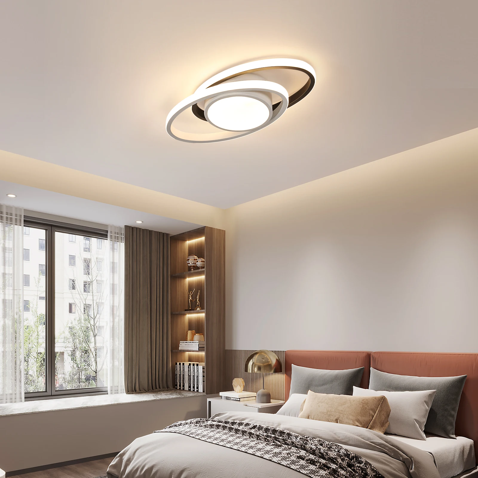 Dimmbare LED-Deckenleuchte, 40W LED-Deckenlampe 3000K/4500K/6500K, Kronleuchter Weiß mit Fernbedienung für Schlafzimmer – Detail 9