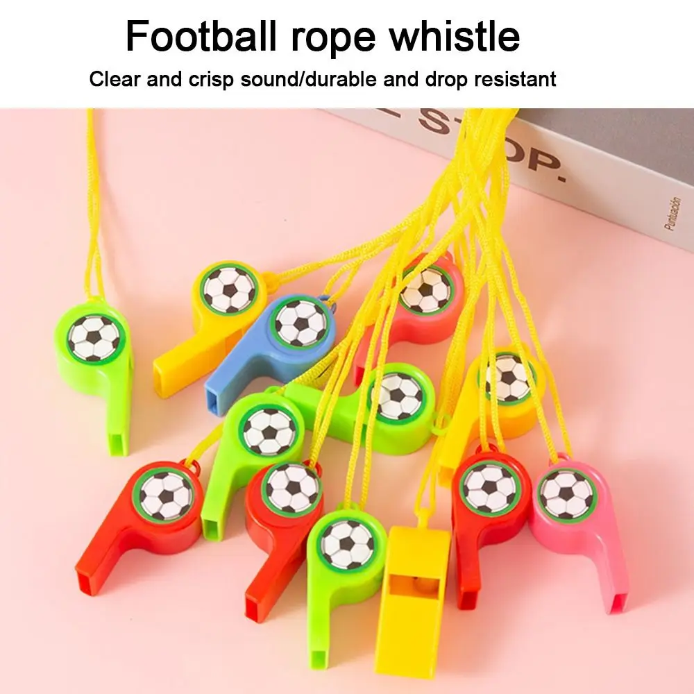 10Pcs with Rope Football Whistle Random Color 2 Styles Cheerleader Cheering Props Whistle Coach Whistle Birthday Party Favors