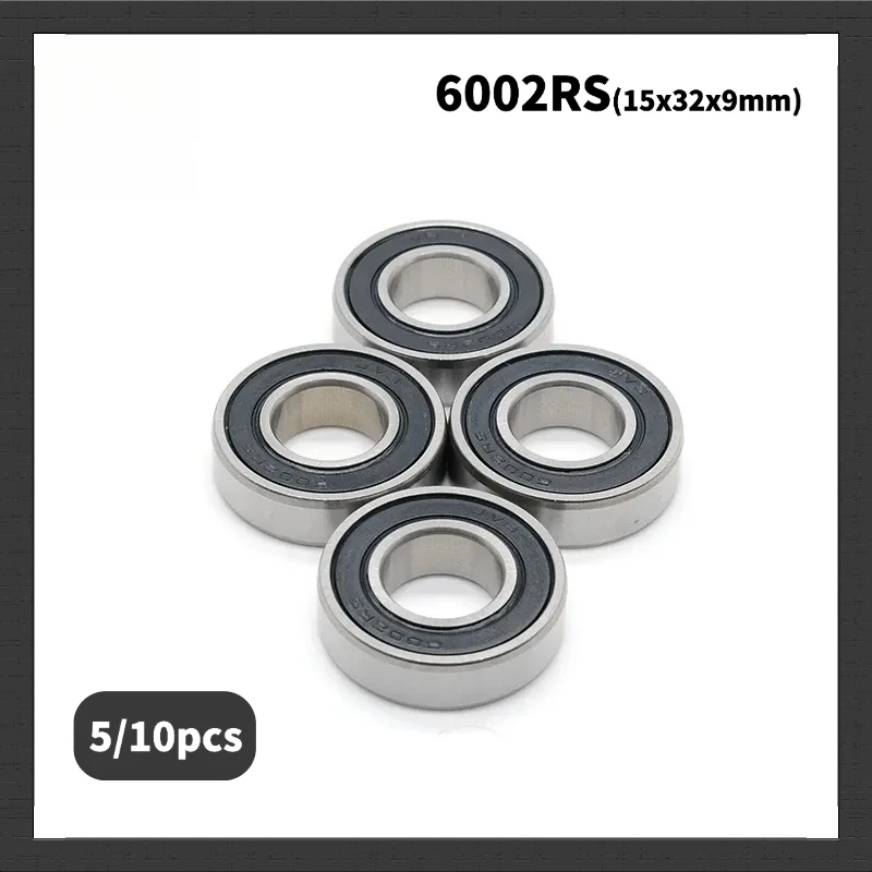 5/10Pcs 6002RS Small Bearings 15mm X 32mm X 9mm – High Precision Pre-Lubricated Low Noise Bearings