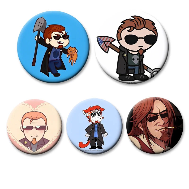 Anime The Postal Dude Chibi Enamel Pins Cartoon Role Playing Badge Round Handmade Brooch for Clothing Bag Hat Decor Jewelry Gift