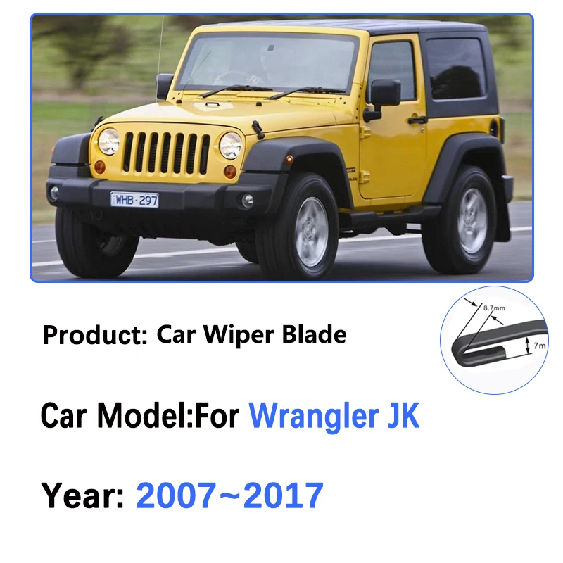 Front Rear Wiper Blades For Jeep Wrangler JK 2007~2016 2017 J8 TJL-J8 Double Rubber Window Windshield Windscreen Car Accessories