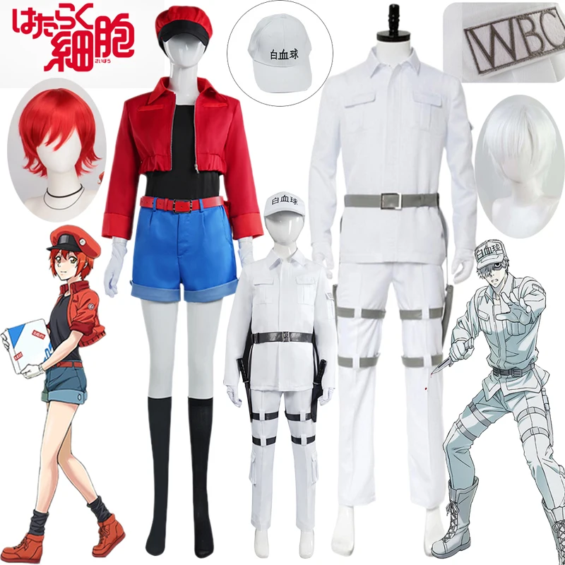 

Anime Cells at Work! White Blood Cell Red Blood Cell Cosplay Costume Wig Men Women Full Set Uniform Suit Halloween Cos Costumes