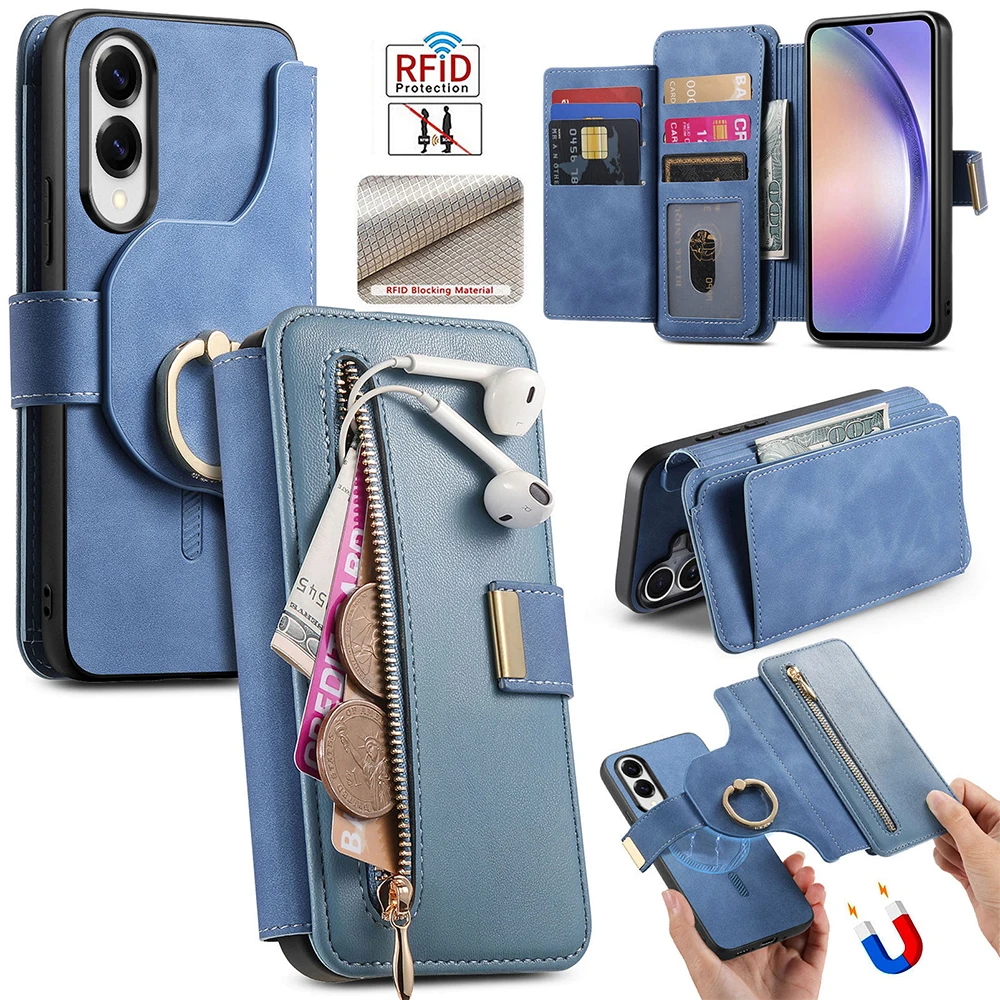 For Samsung S25 Edge 5G 2In1 Detachable Leather Zipper Wallet Case For Samsung Galaxy S25 Ultra Flip Cover S25 S 25 Plus Funda