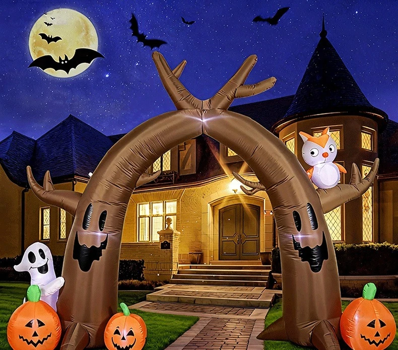 Halloween Ghost Owl Withered Tree Pumpkin Arched Courtyard Luminous Inflatable Mold Decorative Accessories