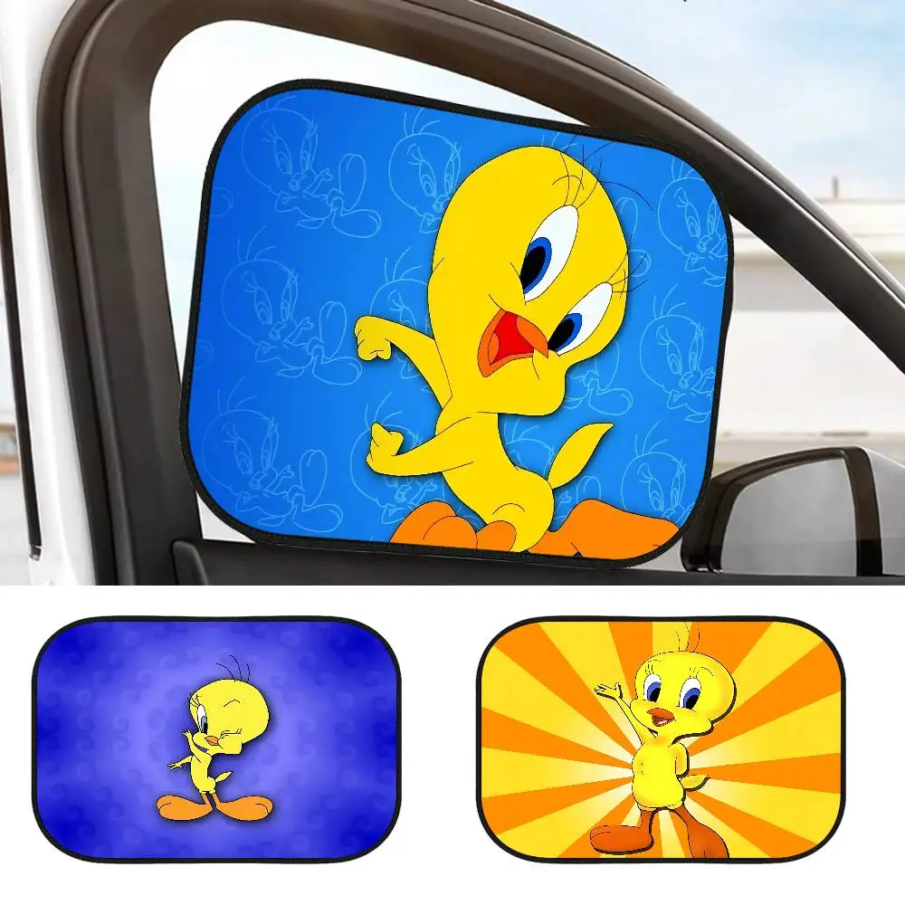 

Желтый мультяшный T-Tweetys Bird мультяшный солнцезащитный козырек с защитой от ультрафиолета, тепловая электростатическая пленка, выдвижной оконный козырек, печать автомобиля