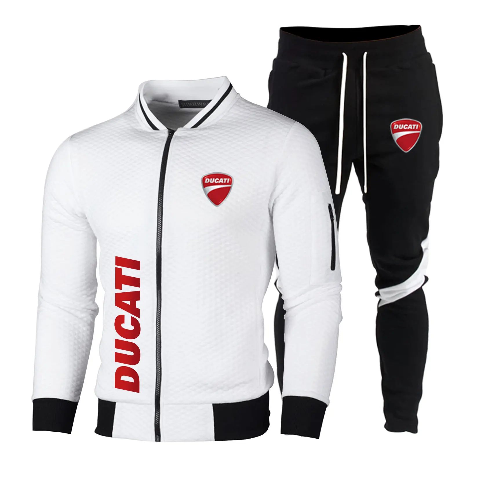 Men's sets baseball jacket + sports pants Ducati logo printed casual business outdoor riding spring clothing for motorcycle