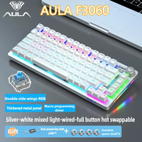 Wired Gaming Keyboard AULA F3060/3080 Aluminum Alloy Panel Full Key Hot Swappable RGB Keyboard with Metal Knobs Game Accessories