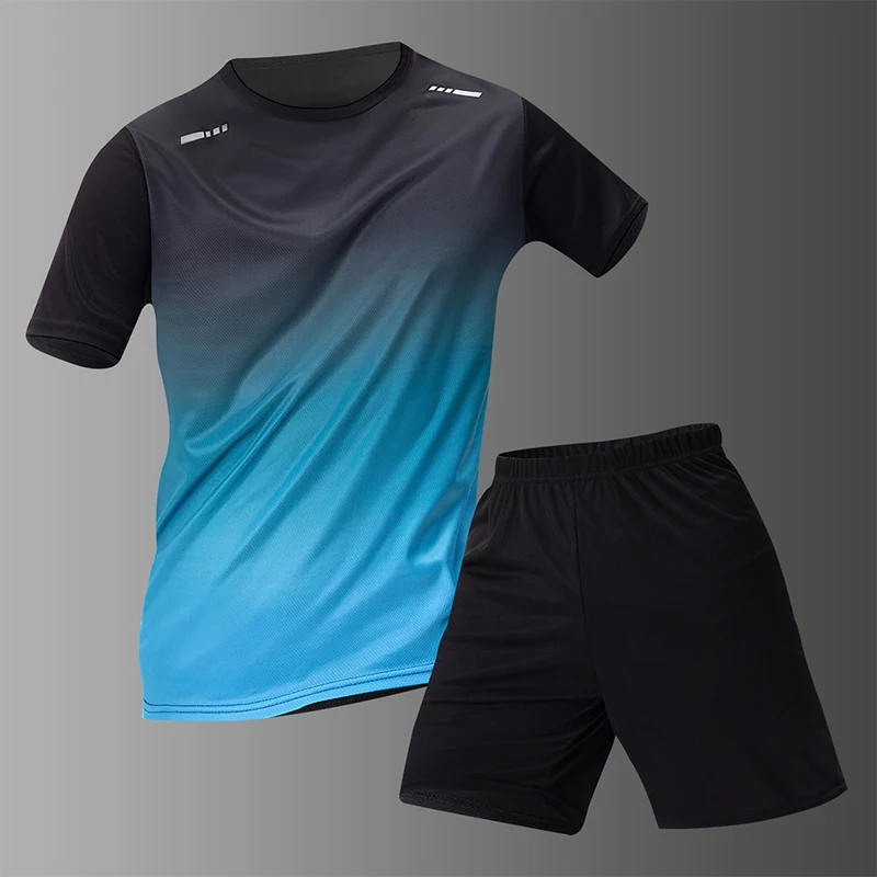 Summer men gradually color fast-drying short-sleeved shorts sports suit teenagers leisure running fitness relaxed plus-size suit