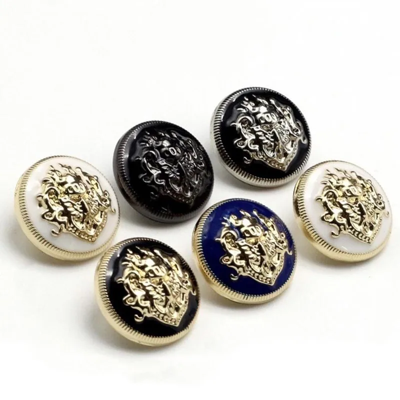 10Pcs Fashion Double Lion Metal Buttons For Garment College Style Windbreaker Sweaters Decorative DIY Sewing Accessories Wholesa