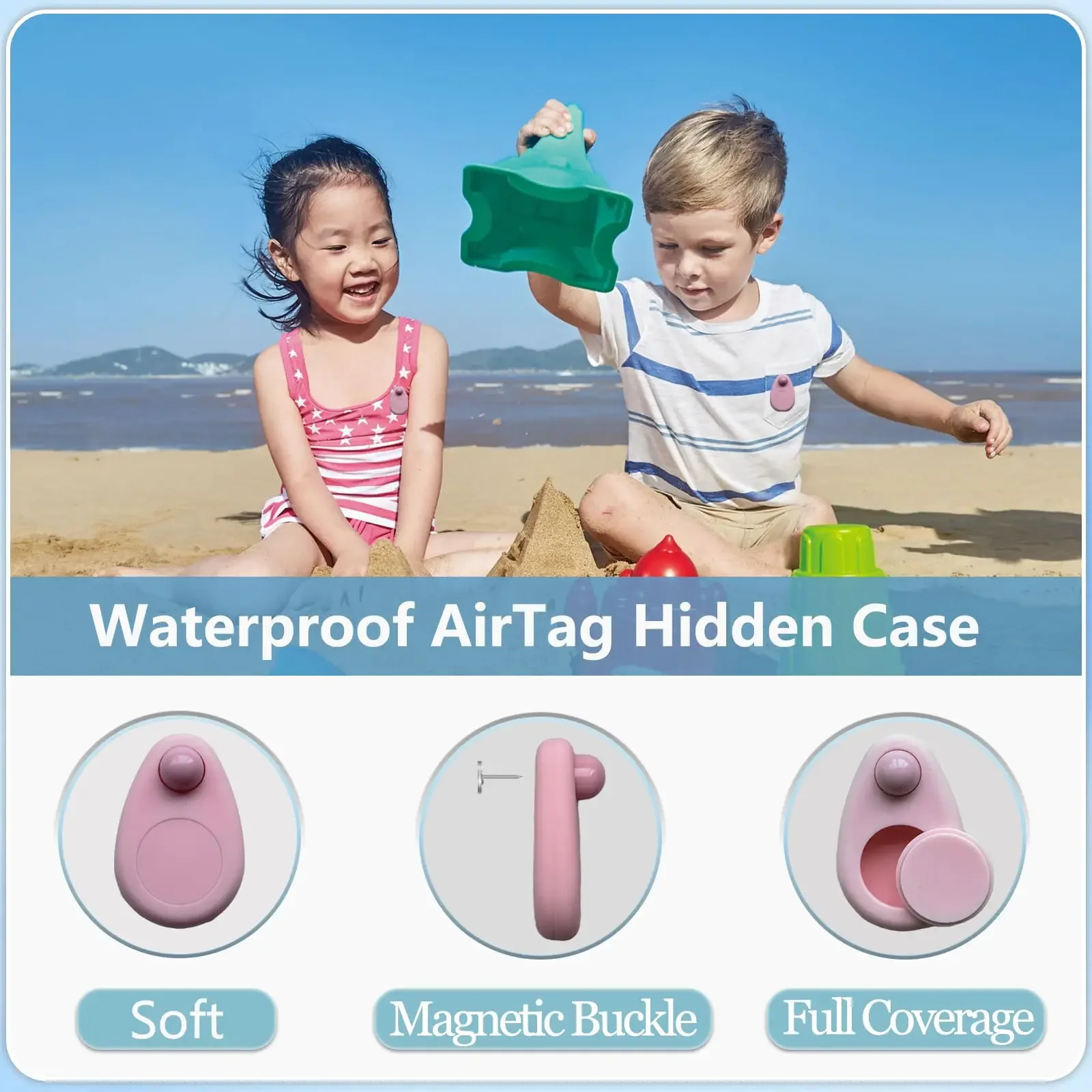 For Apple Airtag Holder for Kids AirTag Case with Safety Pin Hidden Anti-Theft GPS  for Children, Elderly Luggage Tracker Case