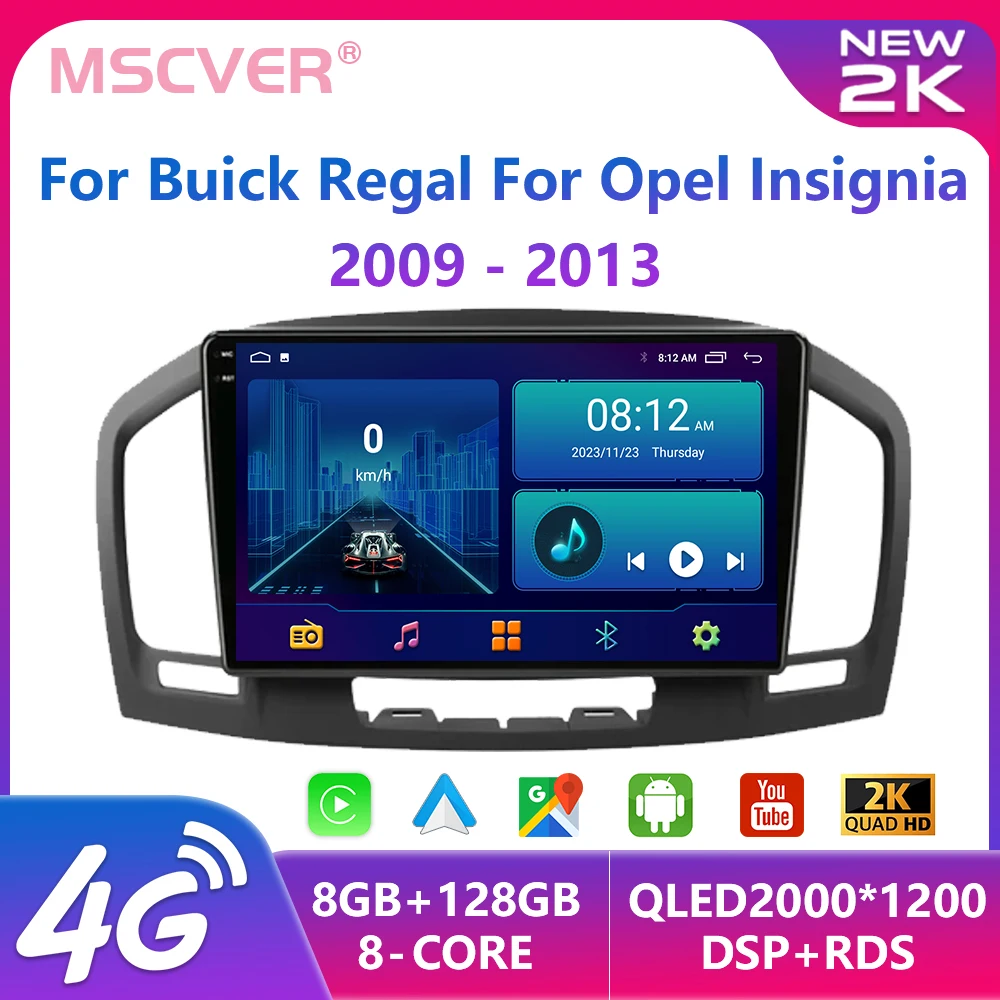 

8G+128G Android 13 For Buick Regal Opel Insignia 2009 - 2013 Car Radio Multimedia Video Player Auto CarPlay GPS Stereo 2din DVD