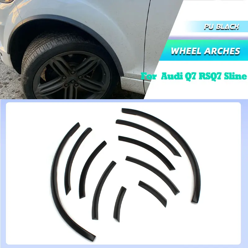 For Q7 Wheel Arch Car Side Fender Flares Covers Mudguards Trims for Audi Q7 RSQ7 Sline 2006 - 2015 Matt Bright PU Black