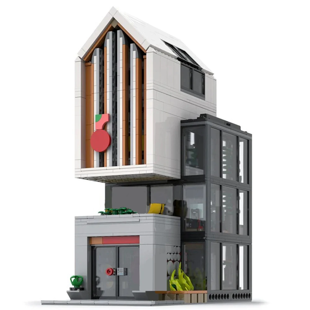 1616PCS architecture modern brick blocks office house modular corner structure housing contemporary pieces townhouse downtown