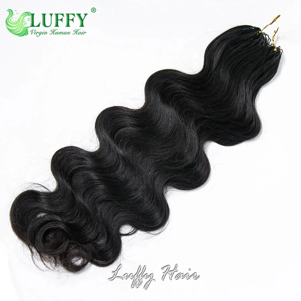 Body Wave Human Hair Crochet Braids Extensions Reusable Human Hair Feather Bundles Invisble Micro Loop Knotless Feather Hair