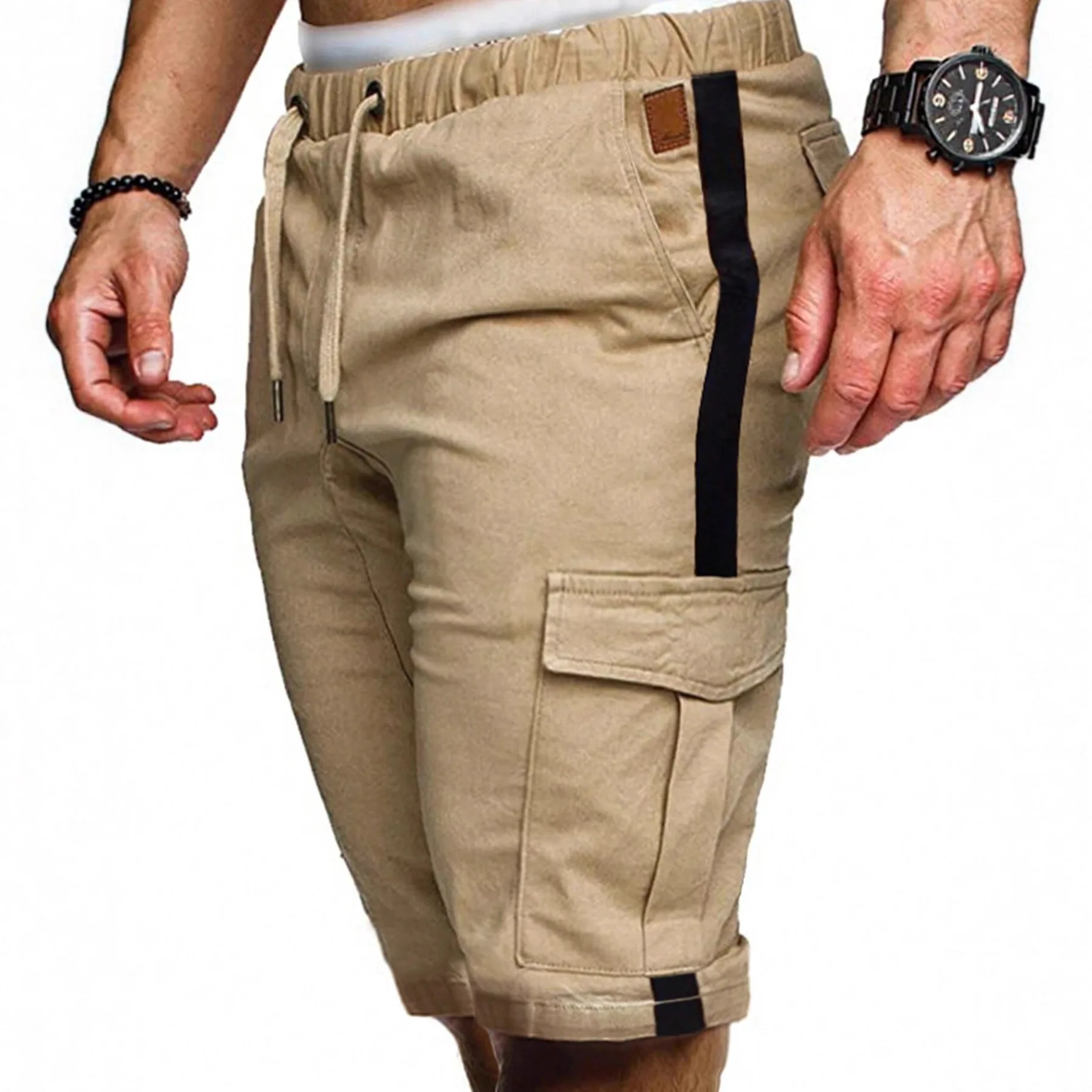 

Summer New Arrival Men Japanese Workwear Shorts Patchwork Solid Color Casual Sports Loose Elastic Waist Shorts Eur Size