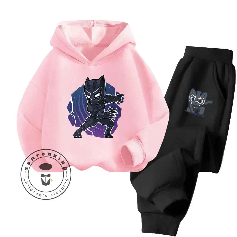 Kids Boys Clothing Set Long Sleeve Black Panther Hoodie Top + Pants Fall/Winter Fashion Sportswear for Kids Boys 3-14 Years Old