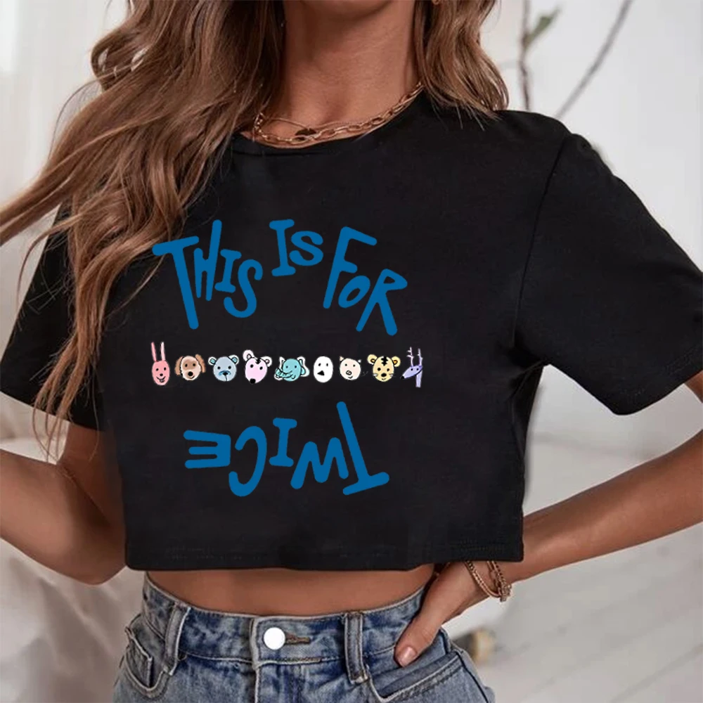 

This Is for Twice Crop Tops Women O-neck Tees Sexy Girls Twice Ablum Merch Fashion Clothes