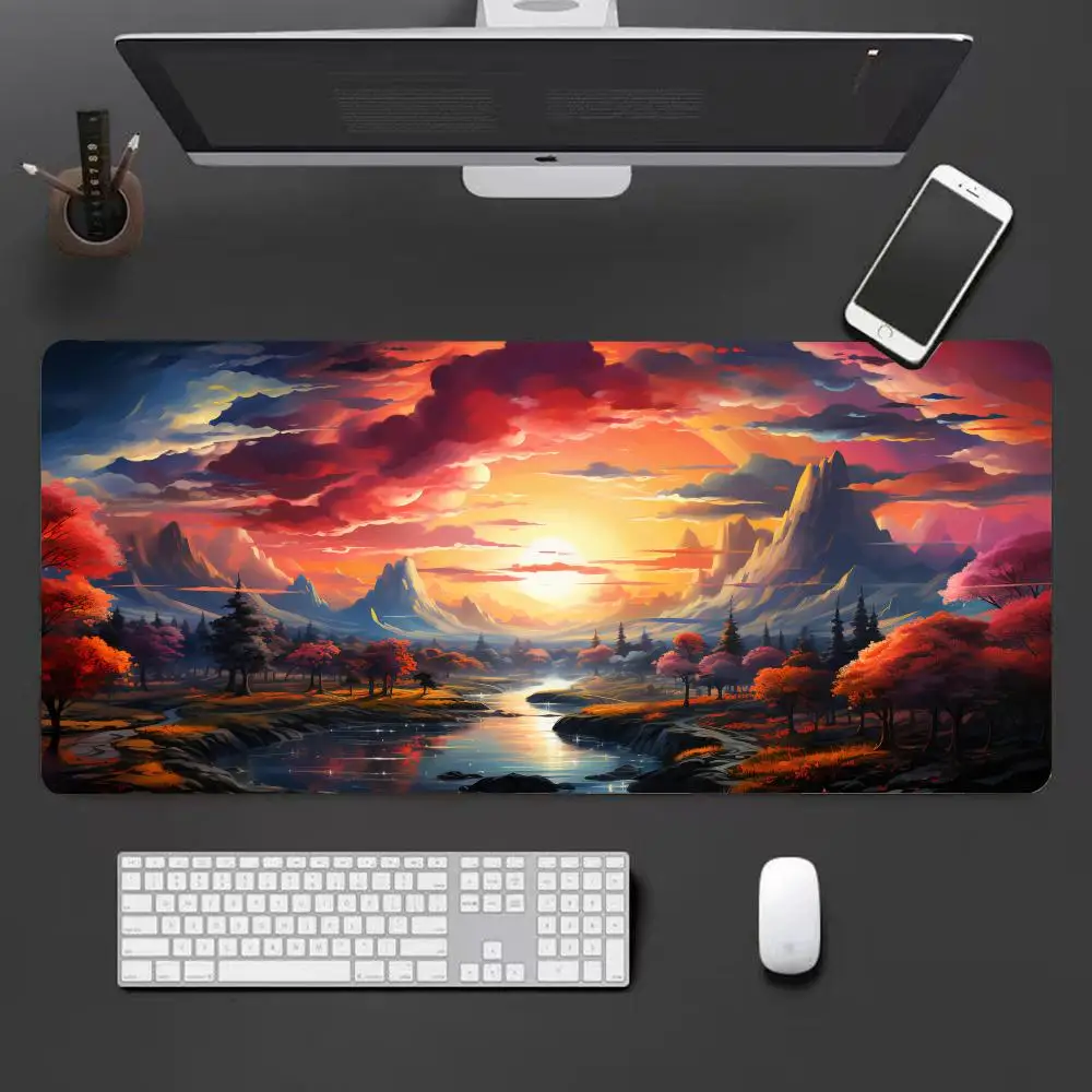 

Large Gaming Mouse Pad Landscape Keyboard Mat Carpet HD Print Space Mat Computer Galaxy Non-Slip Rubber Big Desk Mat HYB XXC