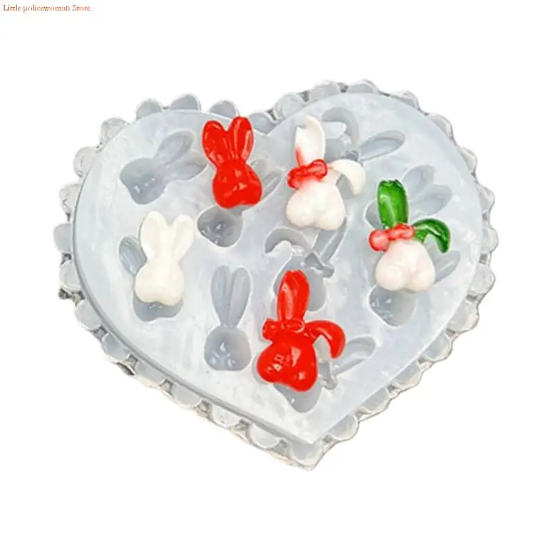 F92D أداة صياغة السيليكون قوالب مشابك الشعر المصنوعة يدويًا مناسبة لصنع إكسسوارات الشعر الصغيرة مع موضوع أذن الحيوان #5