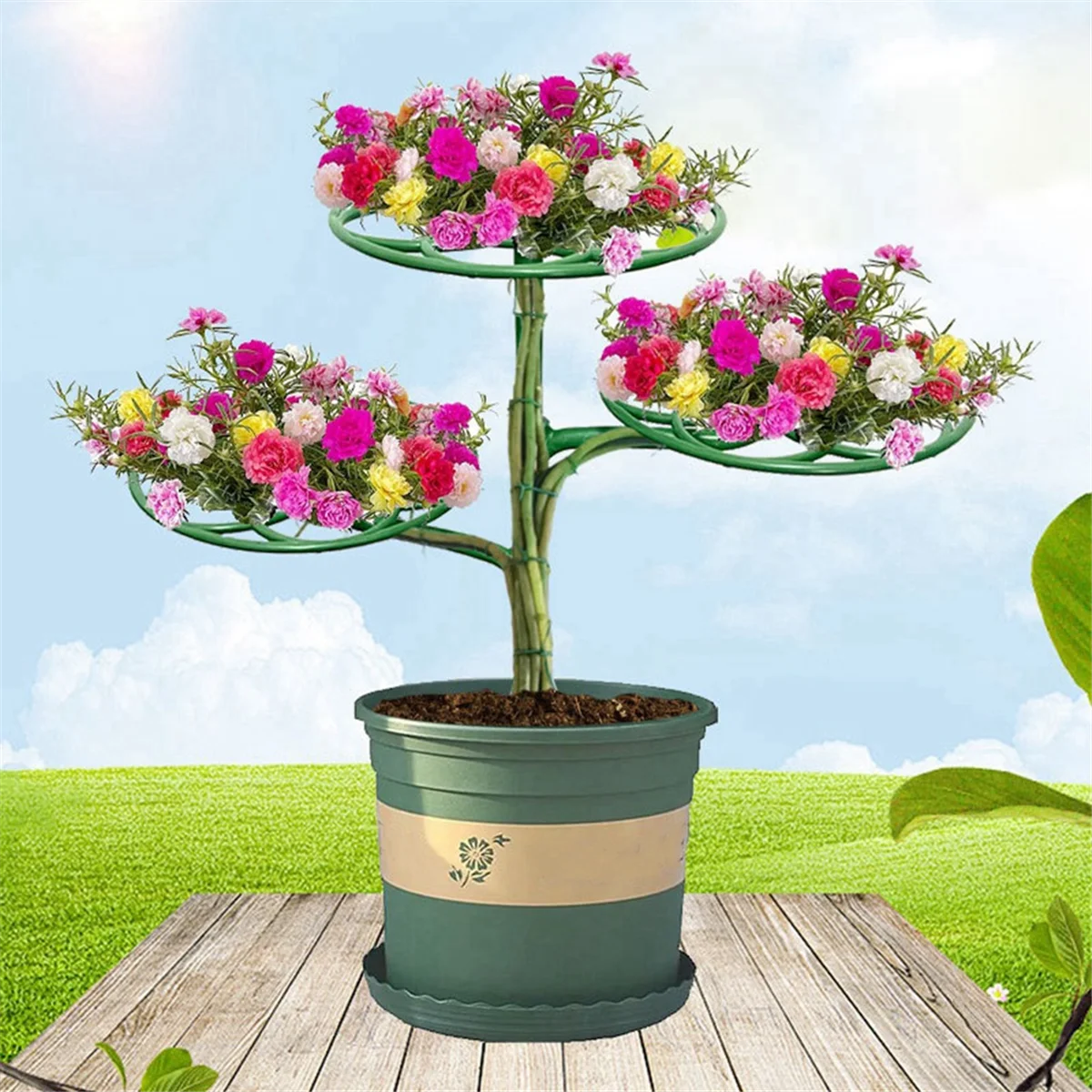 

ONCE Sunflower Flower Support Stand Three-Layer Plant Support Rack for Climbing and Grafting