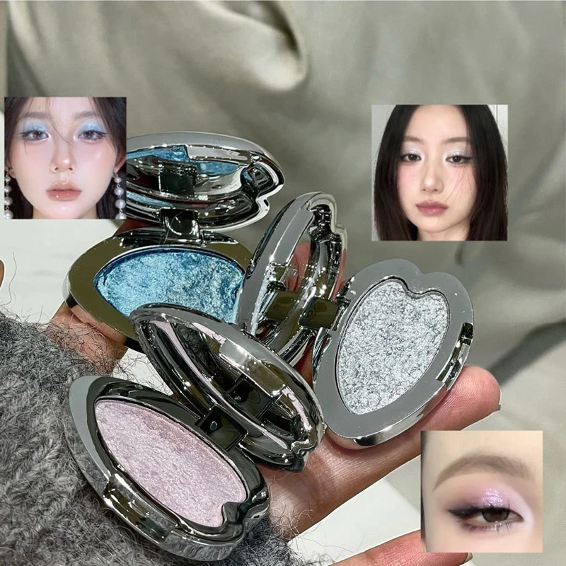 7-color highlighter single eyeshadow palette, Glitter and fine shimmer highlighter, creamy texture, waterproof and long-lasting