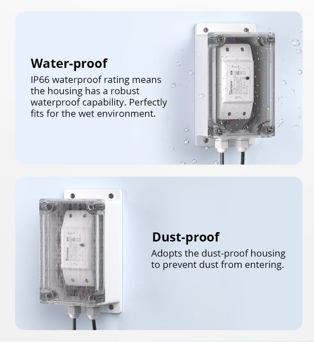 15pcs SONOFF IP66 Waterproof Switch Box Cover For Sonoff Basicr2 Basicr4 Rfr2 Water-resistant Dust Proof Case
