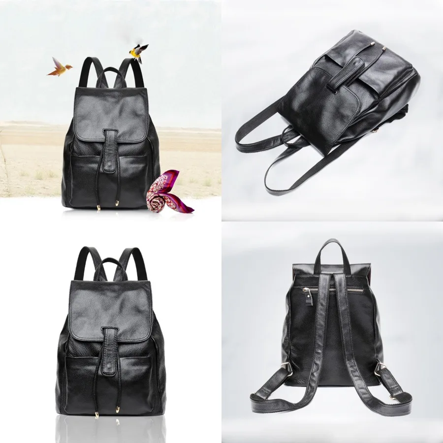 

【Новый стиль】Корейская женская сумка через плечо из натуральной кожи, повседневный классический дорожный рюкзак из кожи высшего качества, практичный студенческий рюкзак.