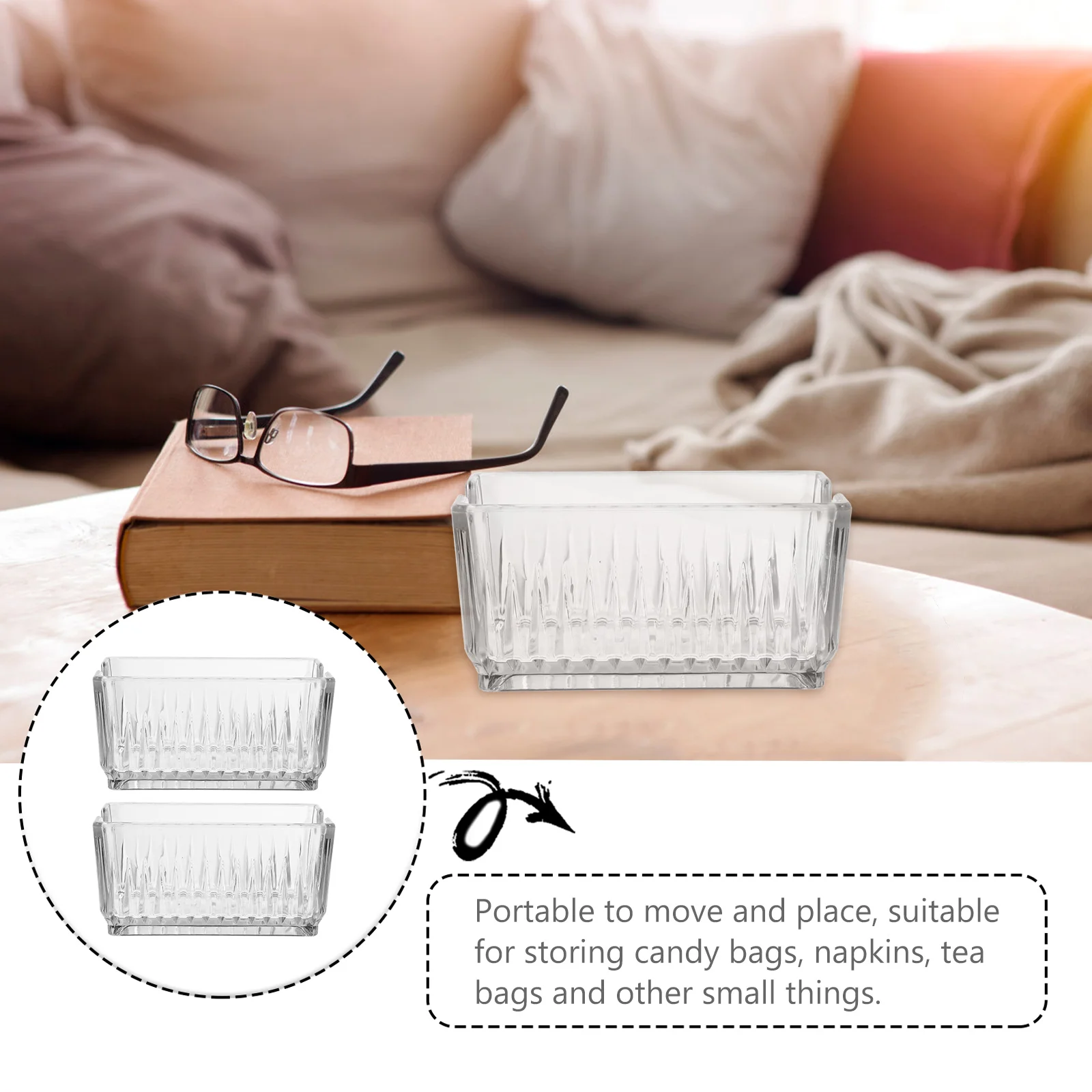 2pcs Tea Bag Storage Box Transparent Acrylic Container Organizer Candy Chocolate Jewelry Holder Sundries Box Square Container