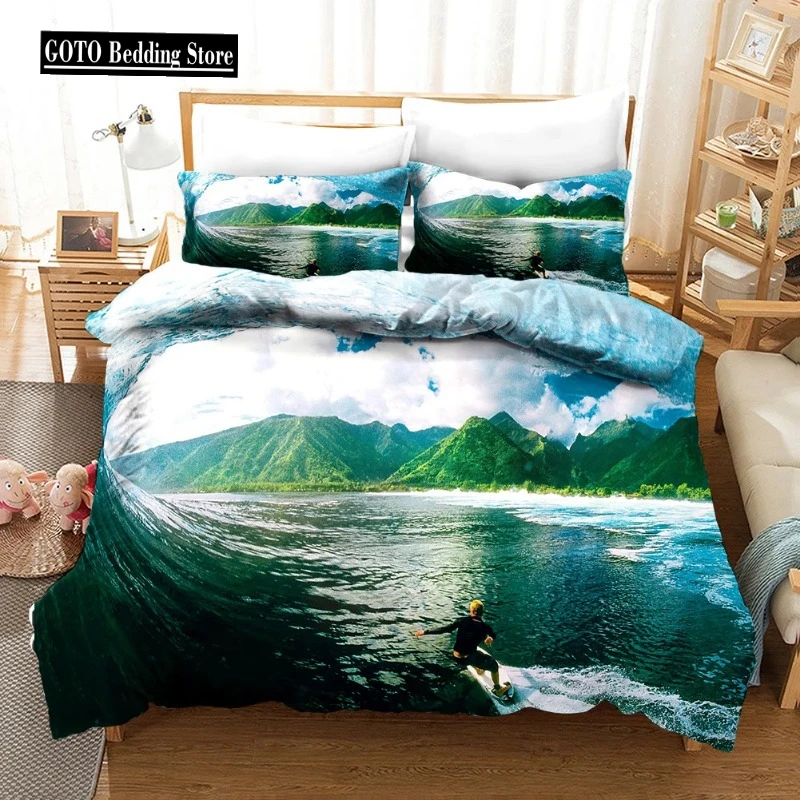 

Print Surfing Bedding Set for Boy Girl 3pcs Duvet Cover Sets Kids,twin Full Queen King Bedclothes Bedsets Bed Cover Set 228x228