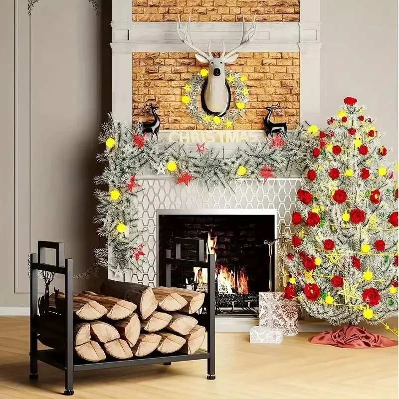 

Металлическая подставка для дров с дизайном оленя, сверхпрочная стойка для хранения дров для использования в помещении и на улице у камина