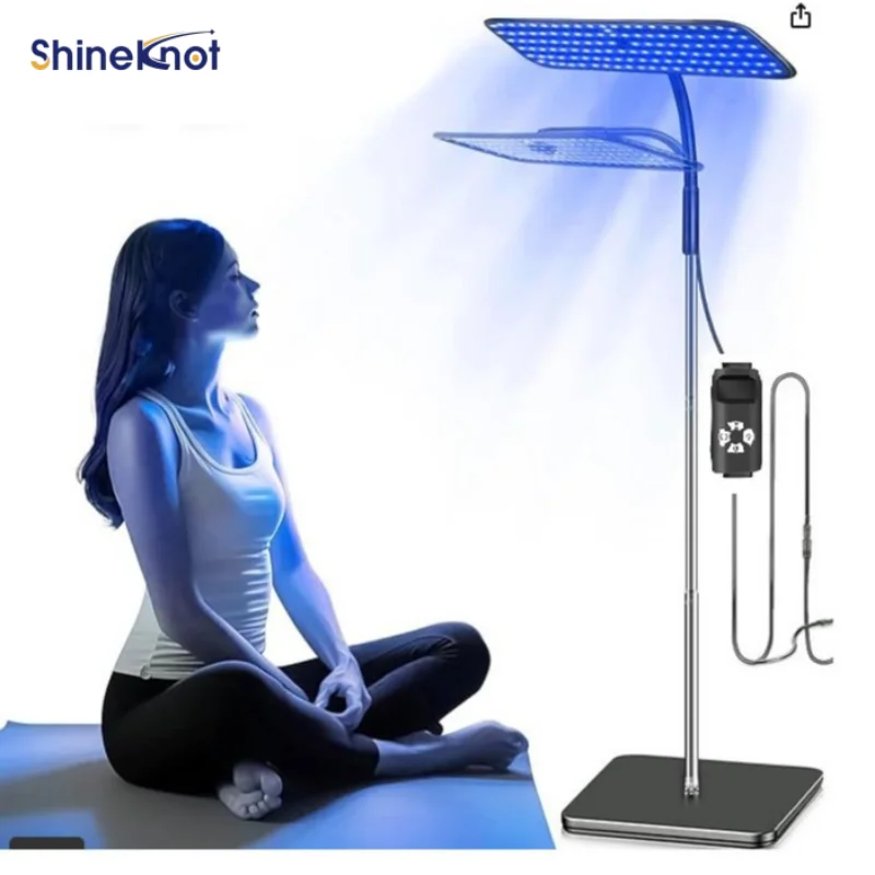 SHINEKNOT 126 Bead Infrared Red Light Lamp Extendable Floor Standing LED Home Beauty Light Blue Light Tanning Lamp Home Tanning