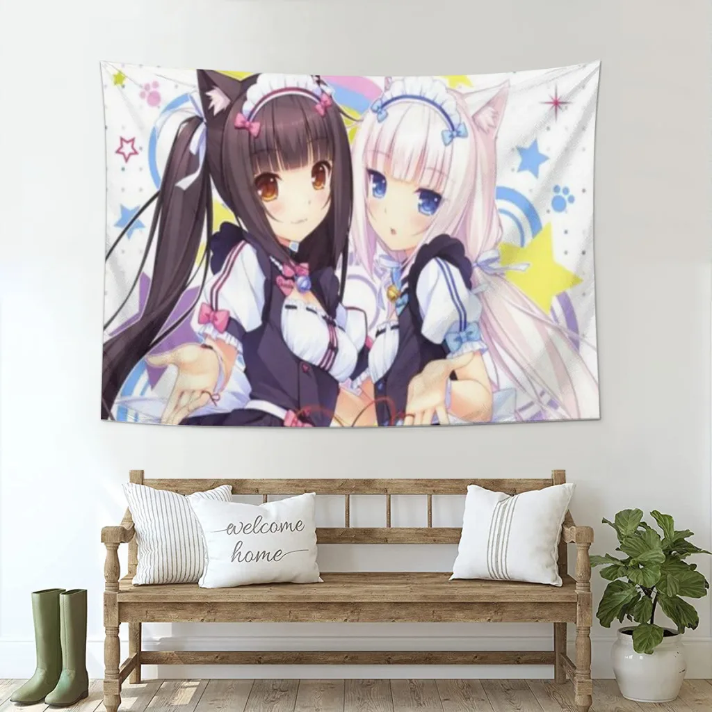 

Anime Nekoparas Kawaii Cute Tapestry Aesthetic Room Décor Wall Hogar Decorating